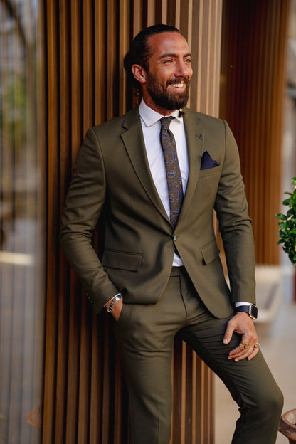 Vespo Khaki Slim Fit Suit for Sophisticated Occasions