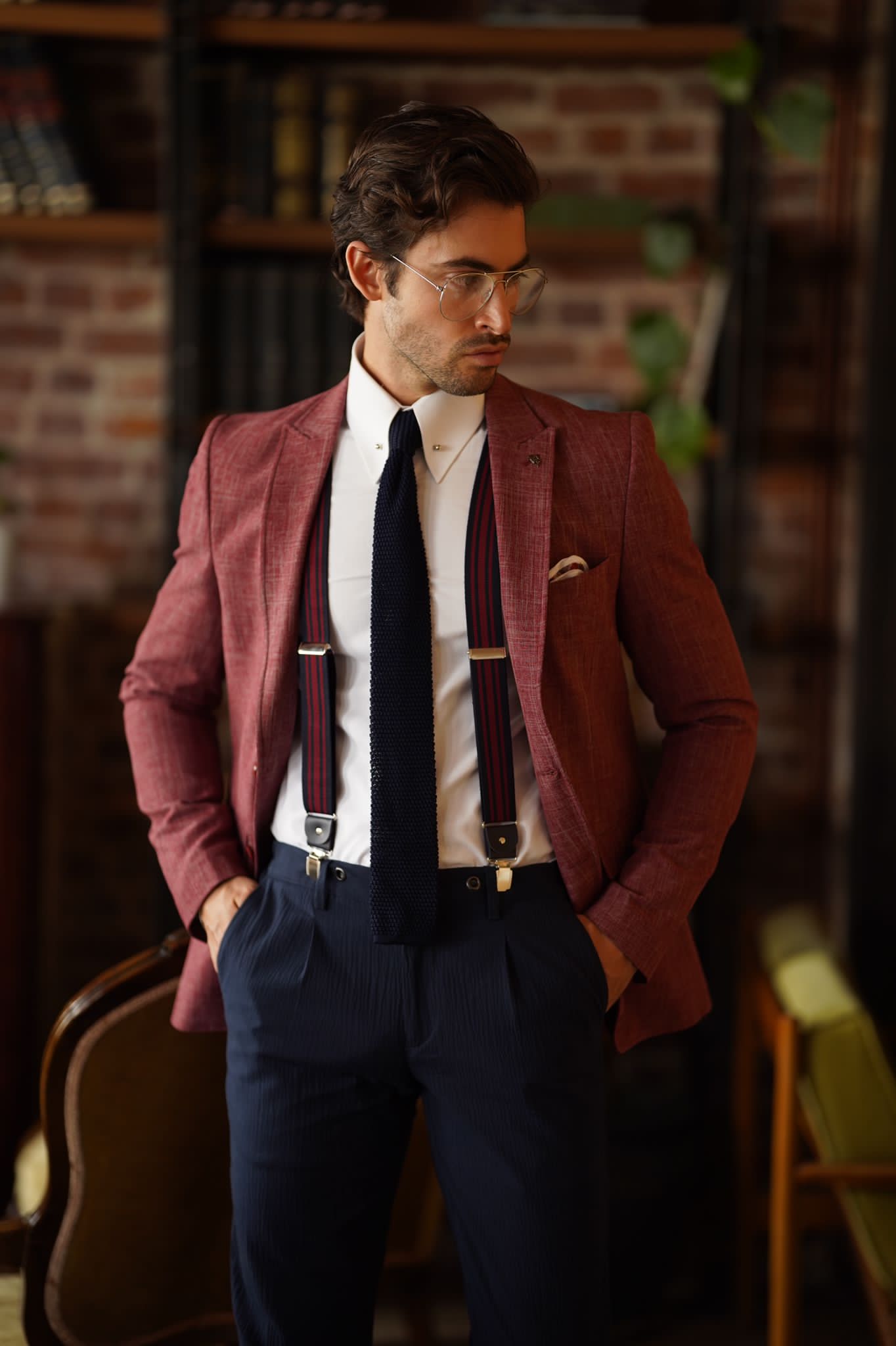 Stefano Claret Red Slim Fit Blazer