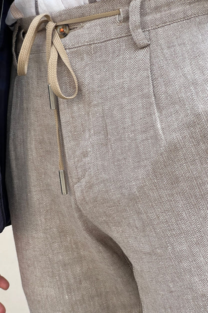 Daniel Beige Linen Pants - Slim Fit Elegance