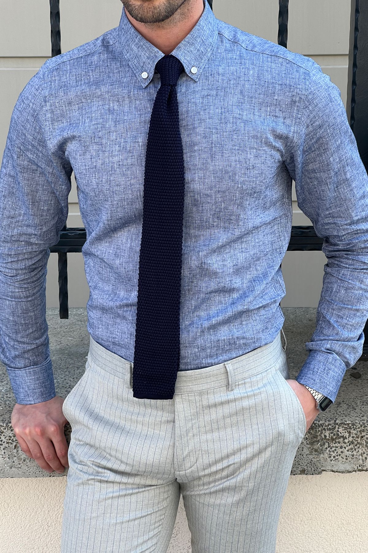 Brabion Daniel Slim-Fit Blue Cotton Shirt