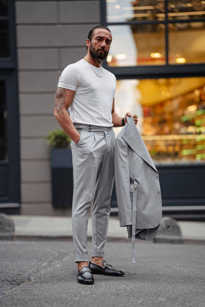 Evo Gray Slim Fit Buckle Up Suit - Versatile Elegance for Every Occasion