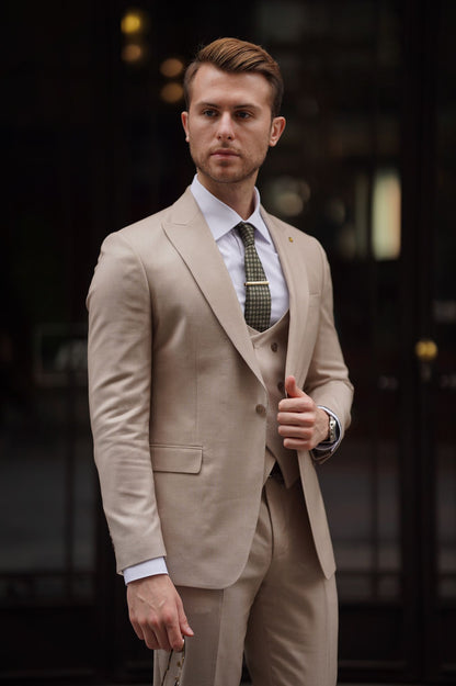 Daniel Slim Fit Beige Wool Suit for Modern Men