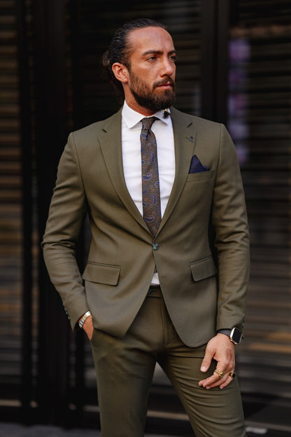 Vespo Khaki Slim Fit Suit for Sophisticated Occasions