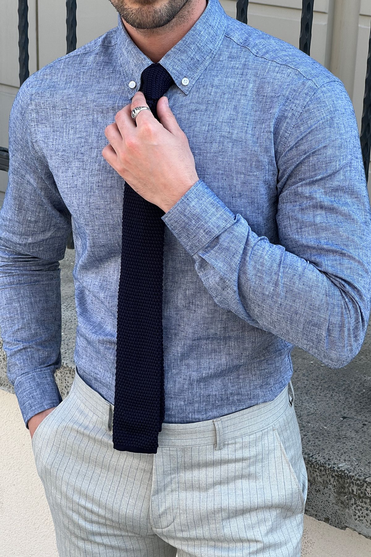 Brabion Daniel Slim-Fit Blue Cotton Shirt