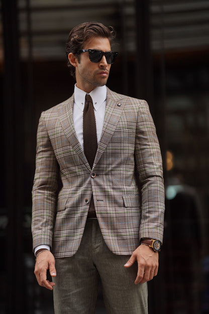 Stefano Plaid Beige Wool Blazer: The Versatile Choice for Every Occasion