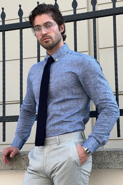 Brabion Daniel Slim-Fit Blue Cotton Shirt