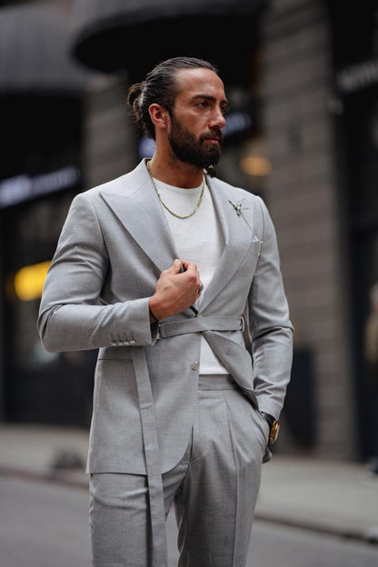 Evo Gray Slim Fit Buckle Up Suit - Versatile Elegance for Every Occasion
