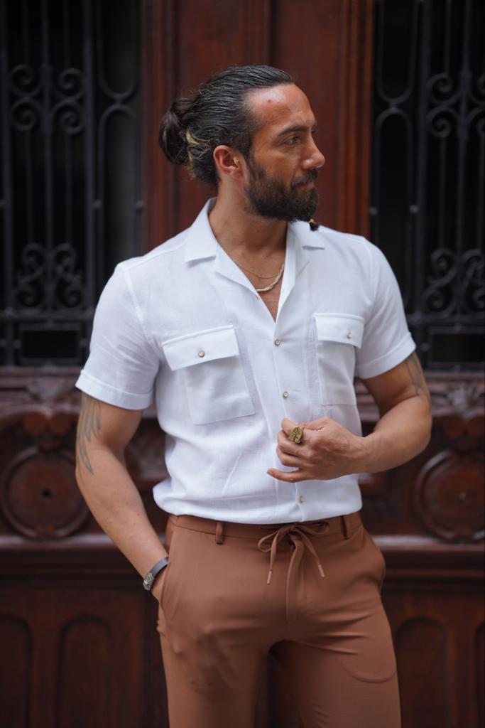 Brabion Evo White Double Pocket Short Sleeve Shirt