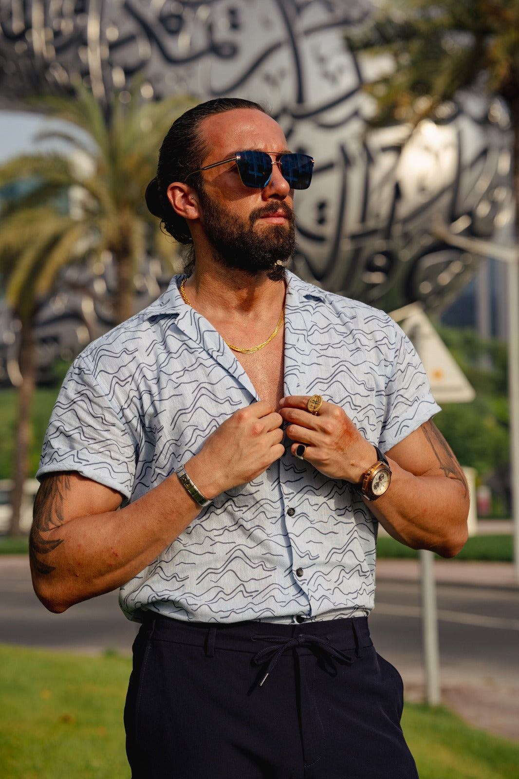 Brabion Vespo Collar Slim Fit Patterned Shirt