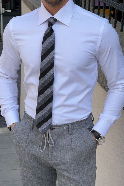 Brabion Daniel White Cotton Slim Fit Shirt