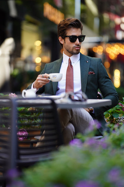 Vespo Self-Patterned Khaki Slim Fit Blazer