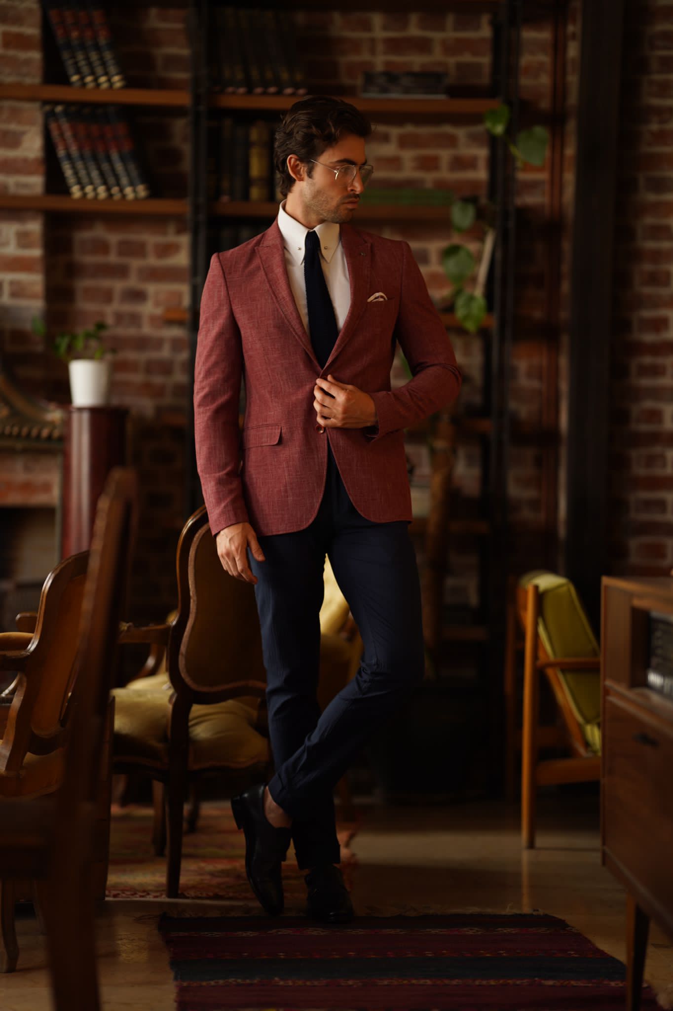 Stefano Claret Red Slim Fit Blazer