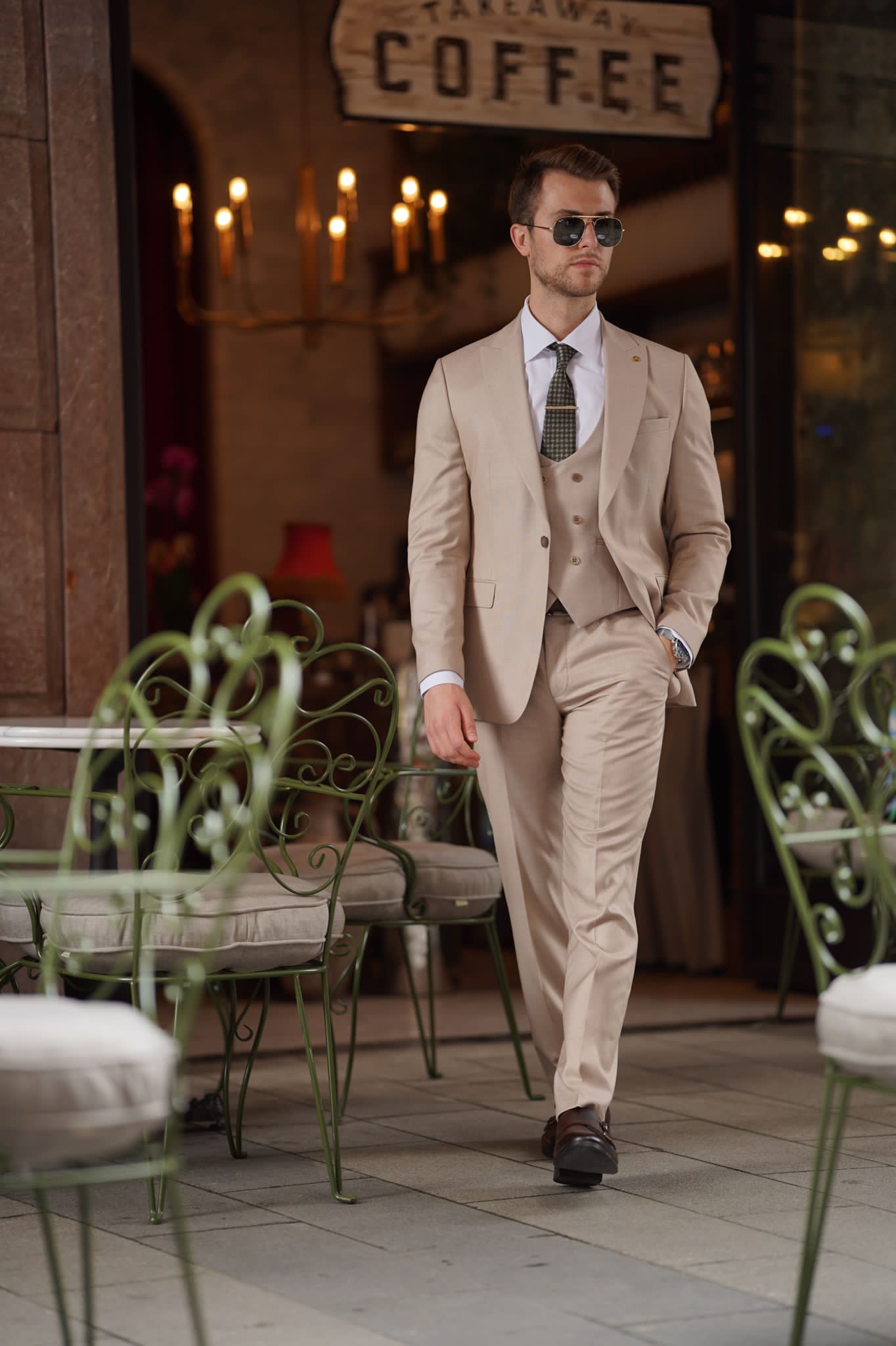 Daniel Slim Fit Beige Wool Suit for Modern Men