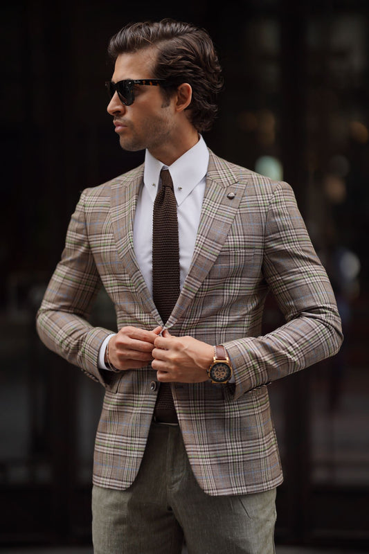 Stefano Plaid Beige Wool Blazer: The Versatile Choice for Every Occasion