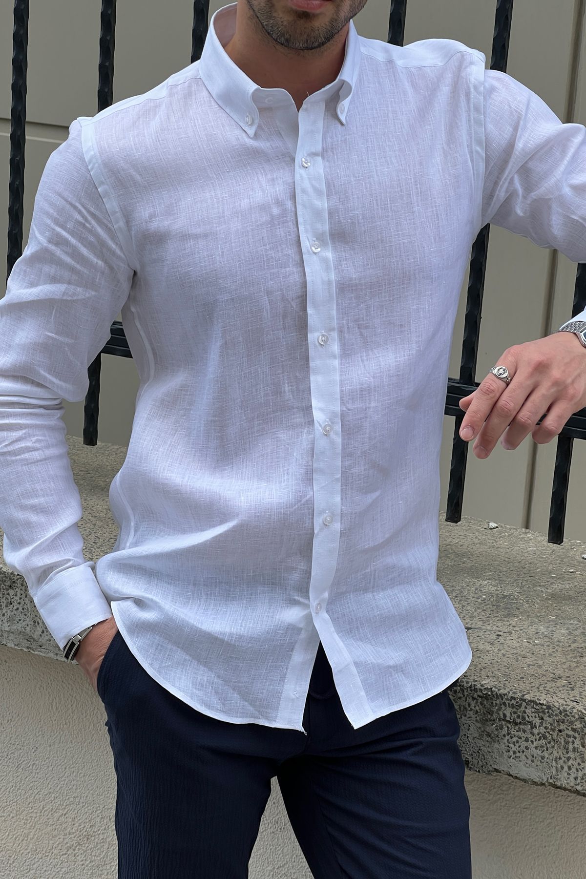 Brabion Daniel White Linen Shirt - Slim Fit Elegance for Every Occasion