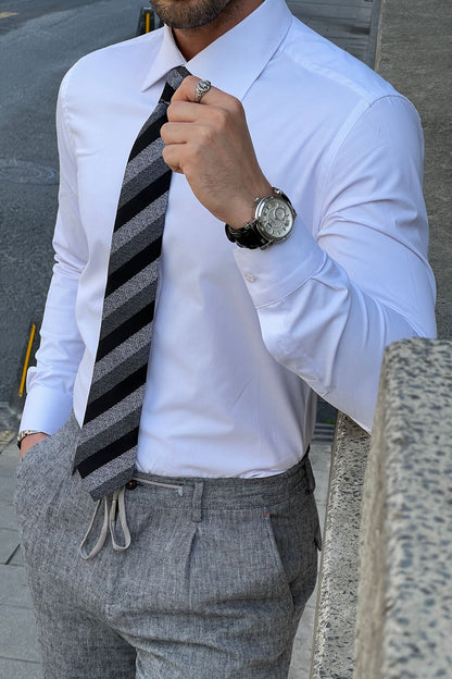 Brabion Daniel White Cotton Slim Fit Shirt