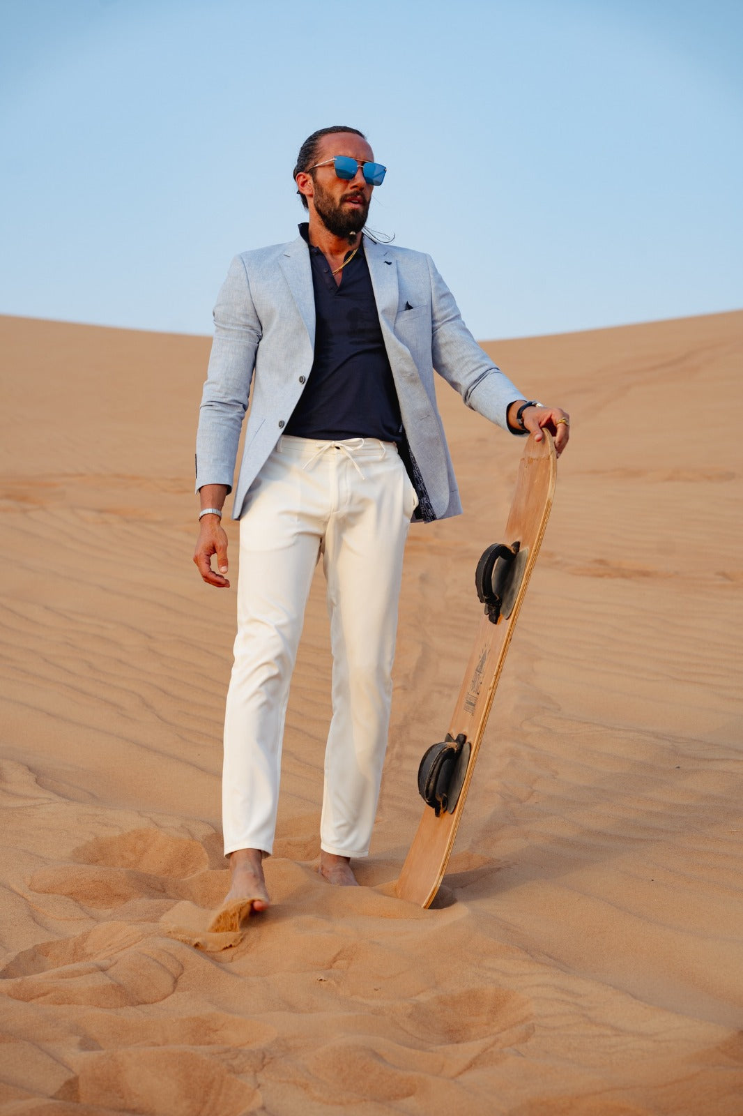 Vespo Blue Slim Fit Linen Blazer - Tailored Elegance for Every Occasion