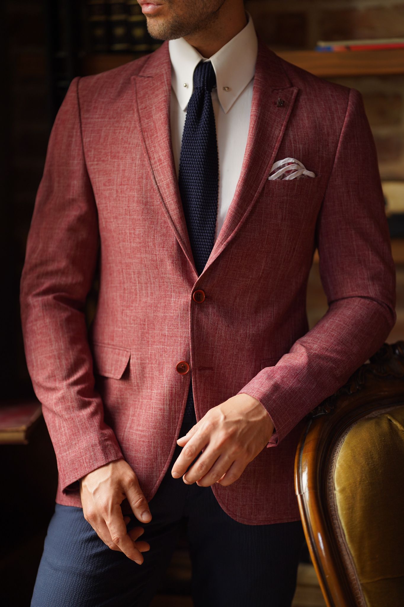 Stefano Claret Red Slim Fit Blazer
