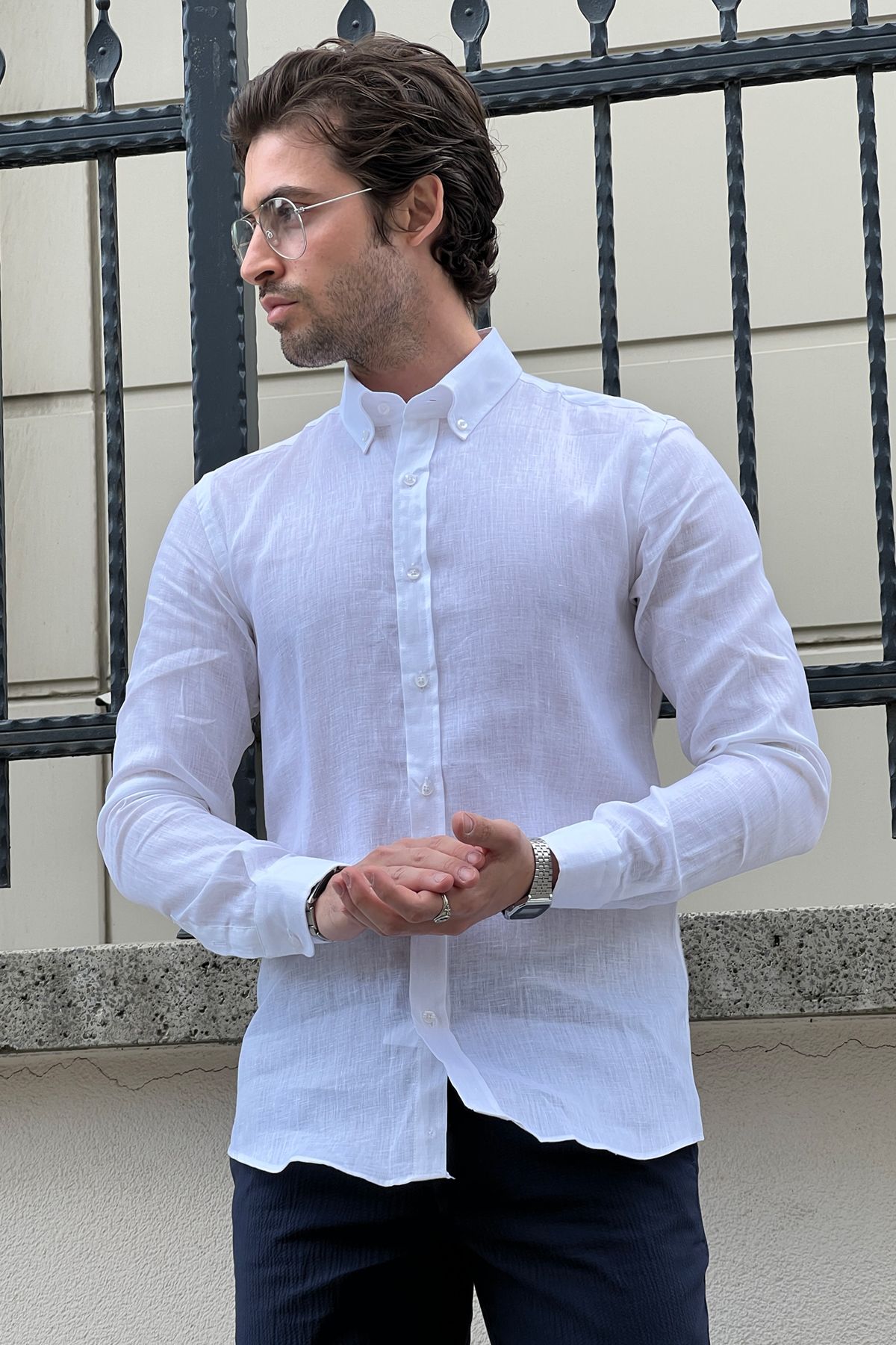 Brabion Daniel White Linen Shirt - Slim Fit Elegance for Every Occasion