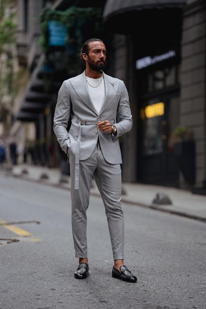 Evo Gray Slim Fit Buckle Up Suit - Versatile Elegance for Every Occasion