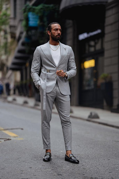 Evo Gray Slim Fit Buckle Up Suit - Versatile Elegance for Every Occasion