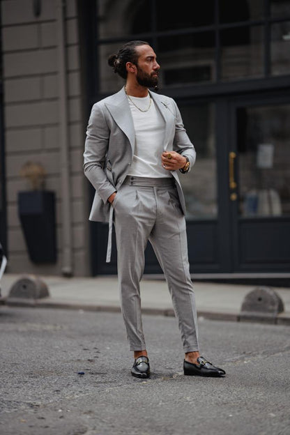 Evo Gray Slim Fit Buckle Up Suit - Versatile Elegance for Every Occasion