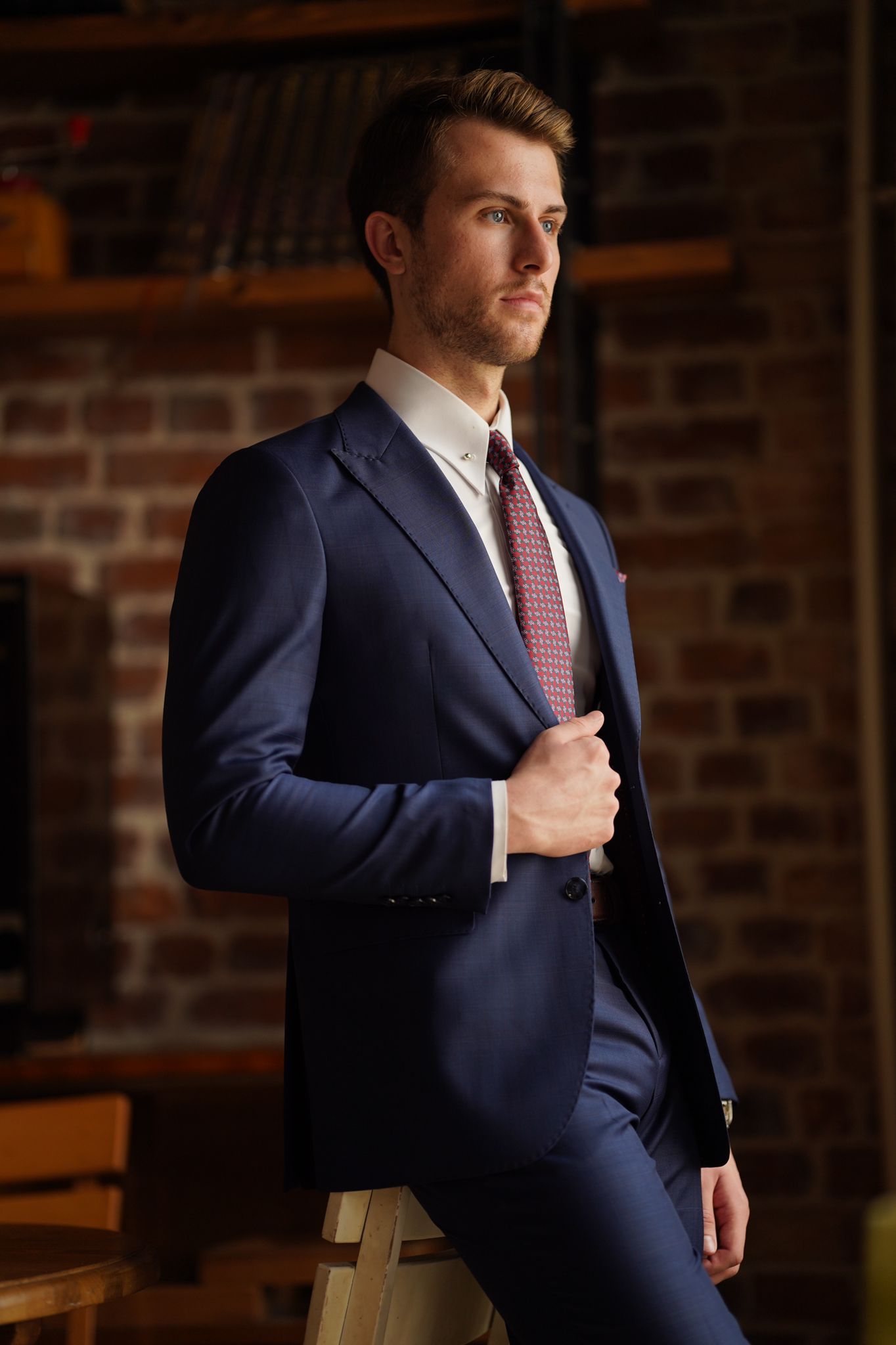 Daniel Slim Fit Navy Blue Wool Suit for Modern Men