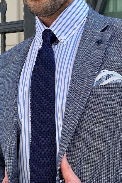 Daniel Navy Blue Linen Slim Fit Blazer Jacket