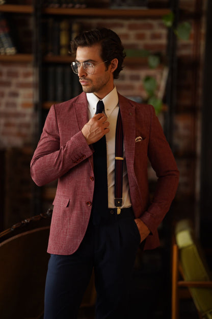 Stefano Claret Red Slim Fit Blazer