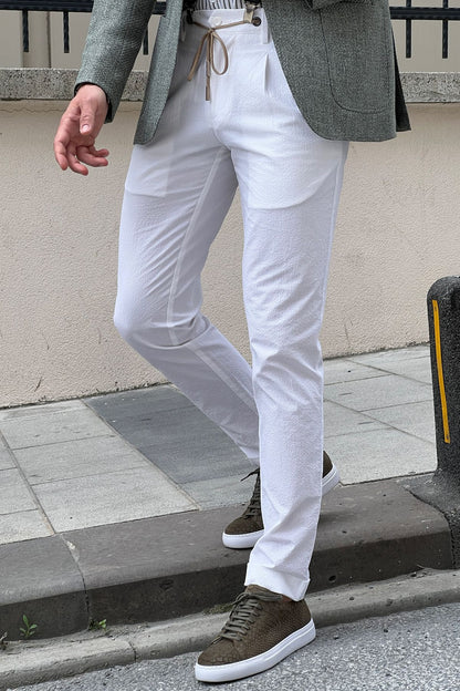 Daniel White Cotton Slim Fit Pants