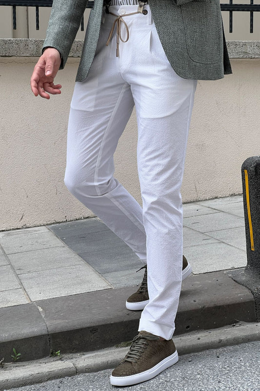 Daniel White Cotton Slim Fit Pants