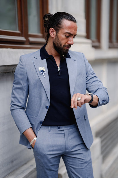 Evo Indigo Slim Fit Wool Suit for Men