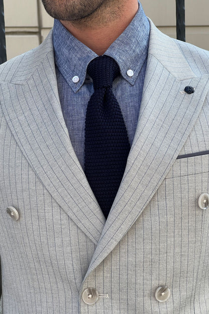 Daniel Double Breasted Gray Wool Suit: Sophisticated Slim-Fit for Every Occasion