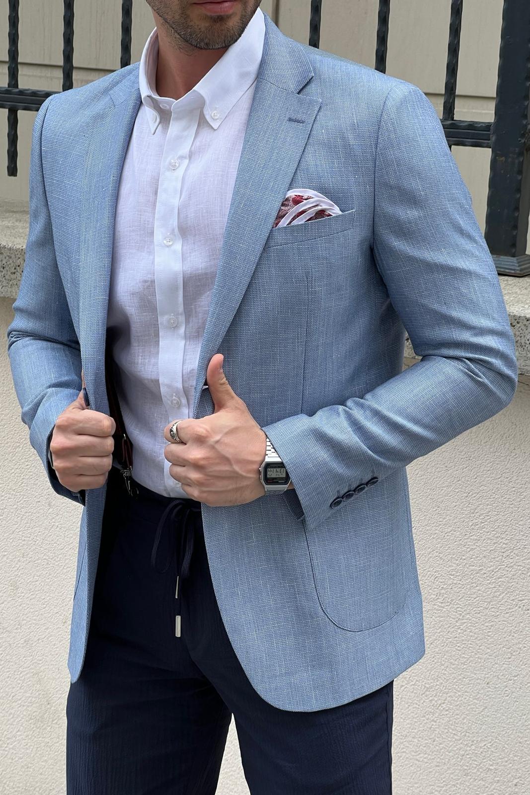 Daniel Blue Slim Fit Linen Blazer: A Tailored Essential