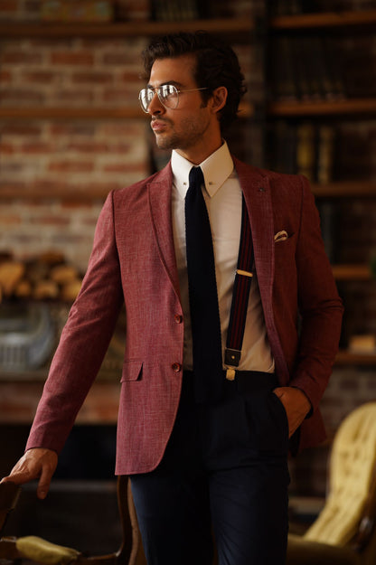 Stefano Claret Red Slim Fit Blazer