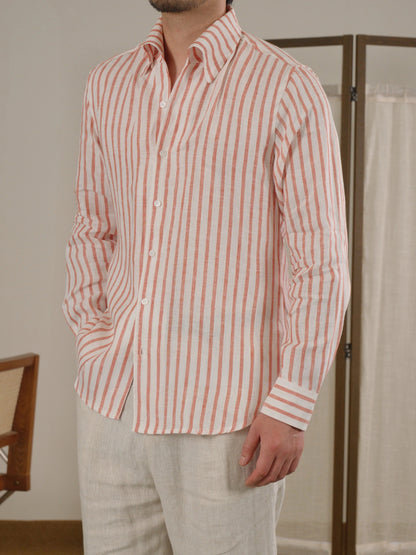 Neapolitan-Style Striped Breathable Linen Men's Shirt