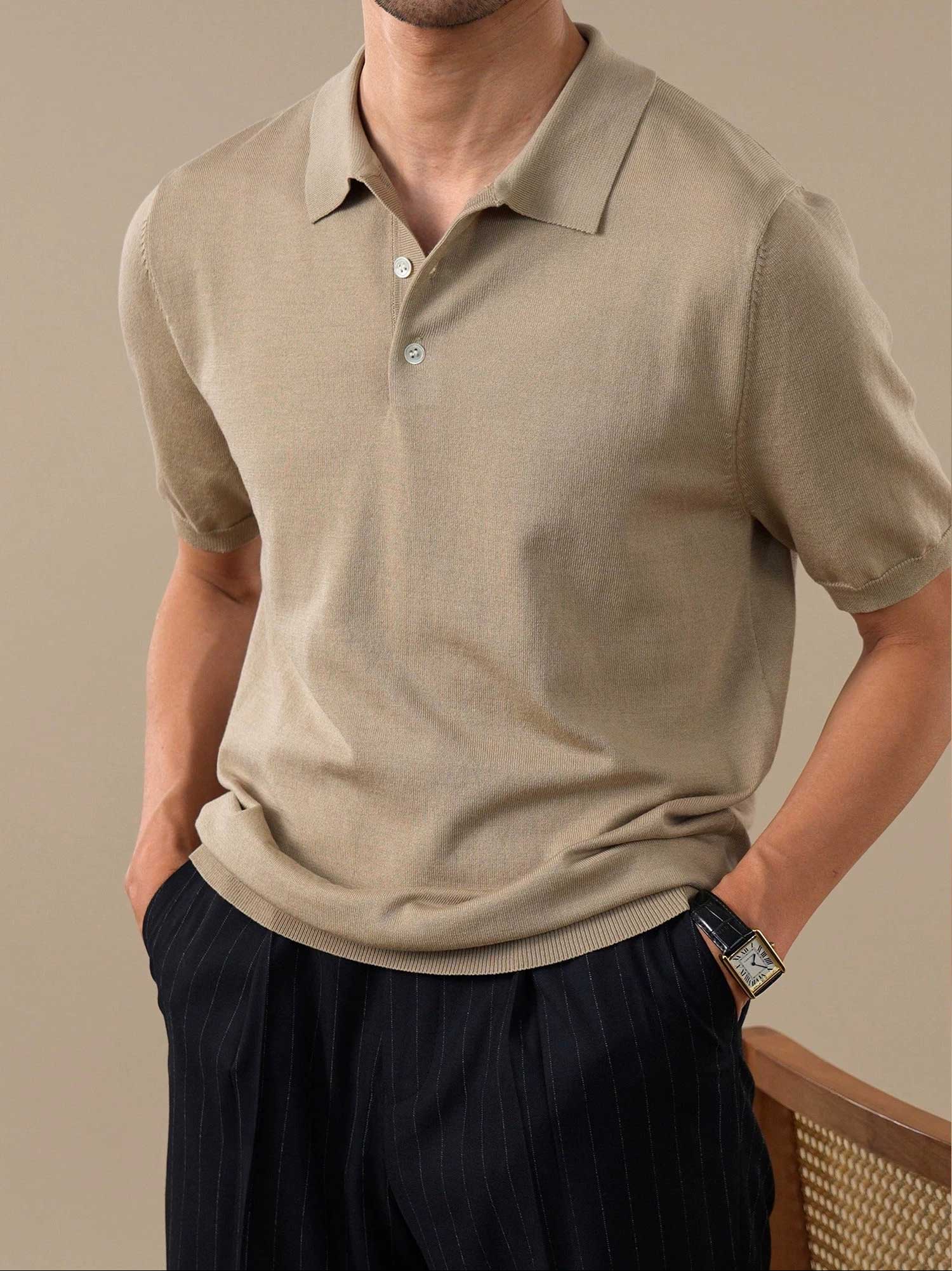 Men’s Italian-Style Lenzing Lyocell Knit Polo Shirt BRABION
