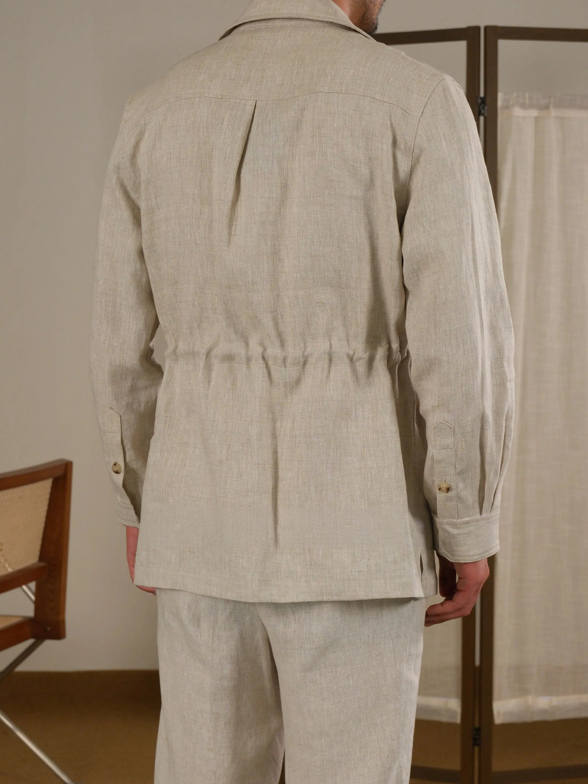 Men's Italian Safari Jacket in Breathable Linen