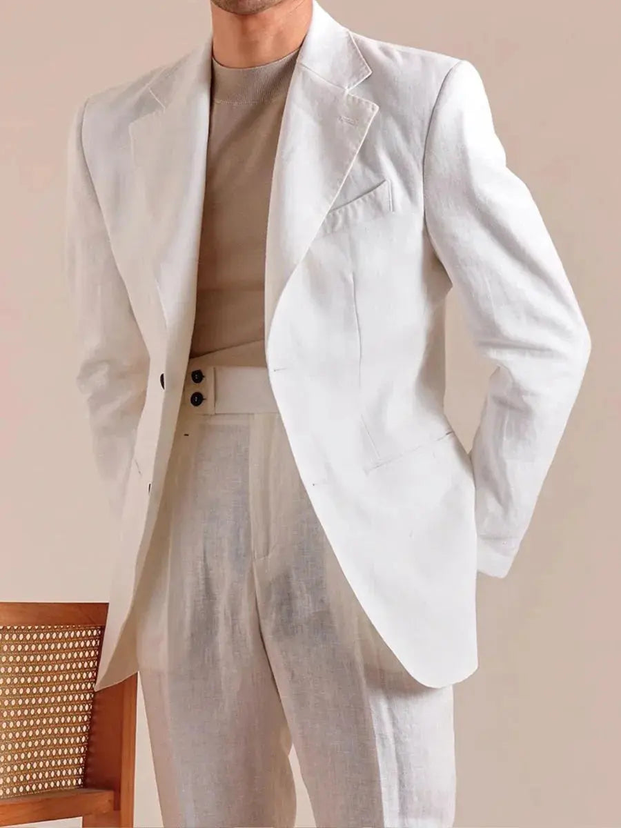 Blazer en lin italien à simple boutonnage