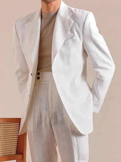 Blazer en lin italien à simple boutonnage