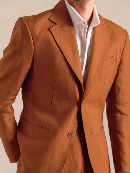 Italian Linen Single-Breasted Linen Blazer