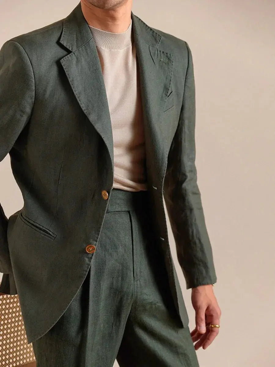 Blazer en lin italien à simple boutonnage