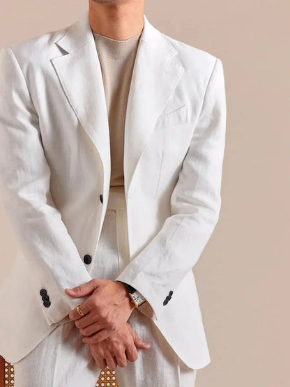 Blazer en lin italien à simple boutonnage