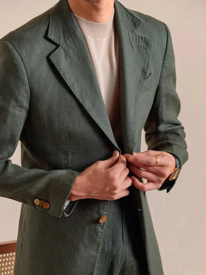 Blazer en lin italien à simple boutonnage