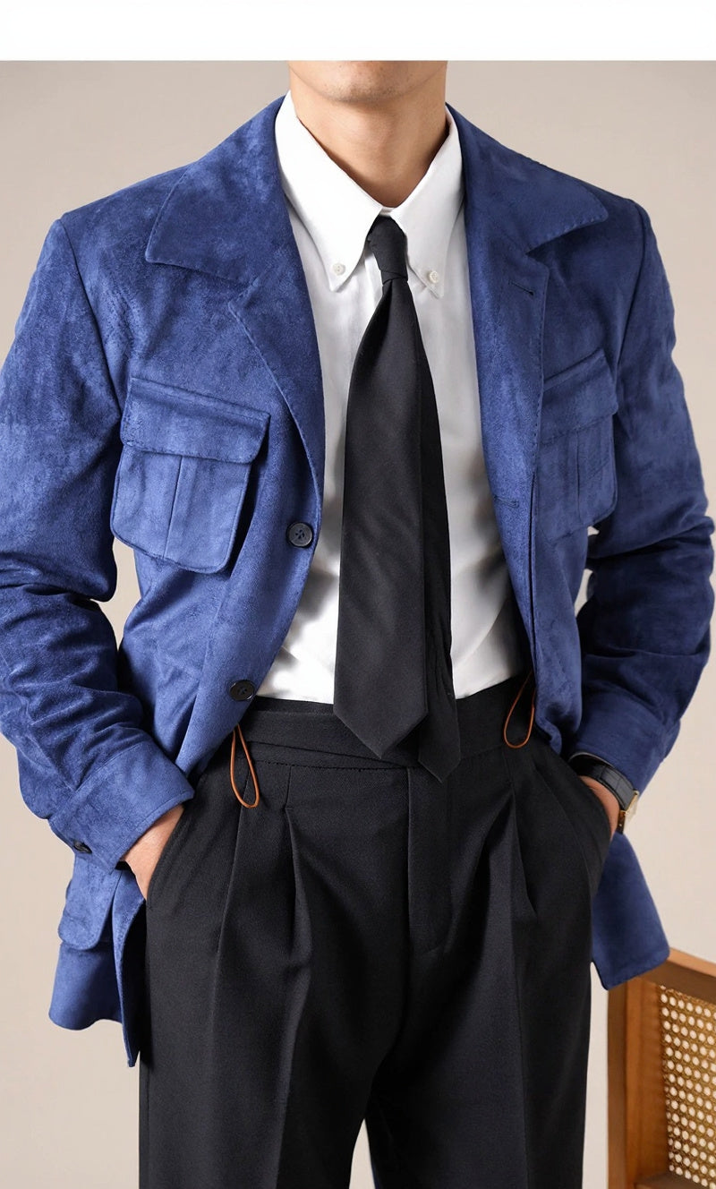 Men's Slim Fit Suede Hunting Retro Jacket