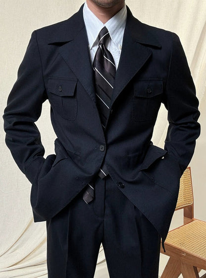 Men's Slim Fit Linen Jacket with Suit Collar