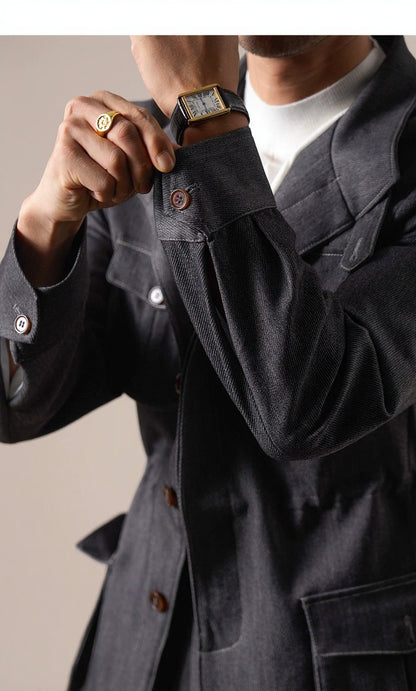 Men's Retro Vintage Denim Hunting Jacket