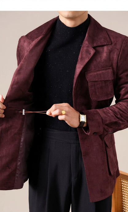 Men's Slim Fit Suede Hunting Retro Jacket
