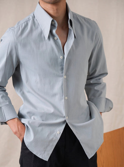 Men’s Twill Cotton Button-Down Dress Shirt