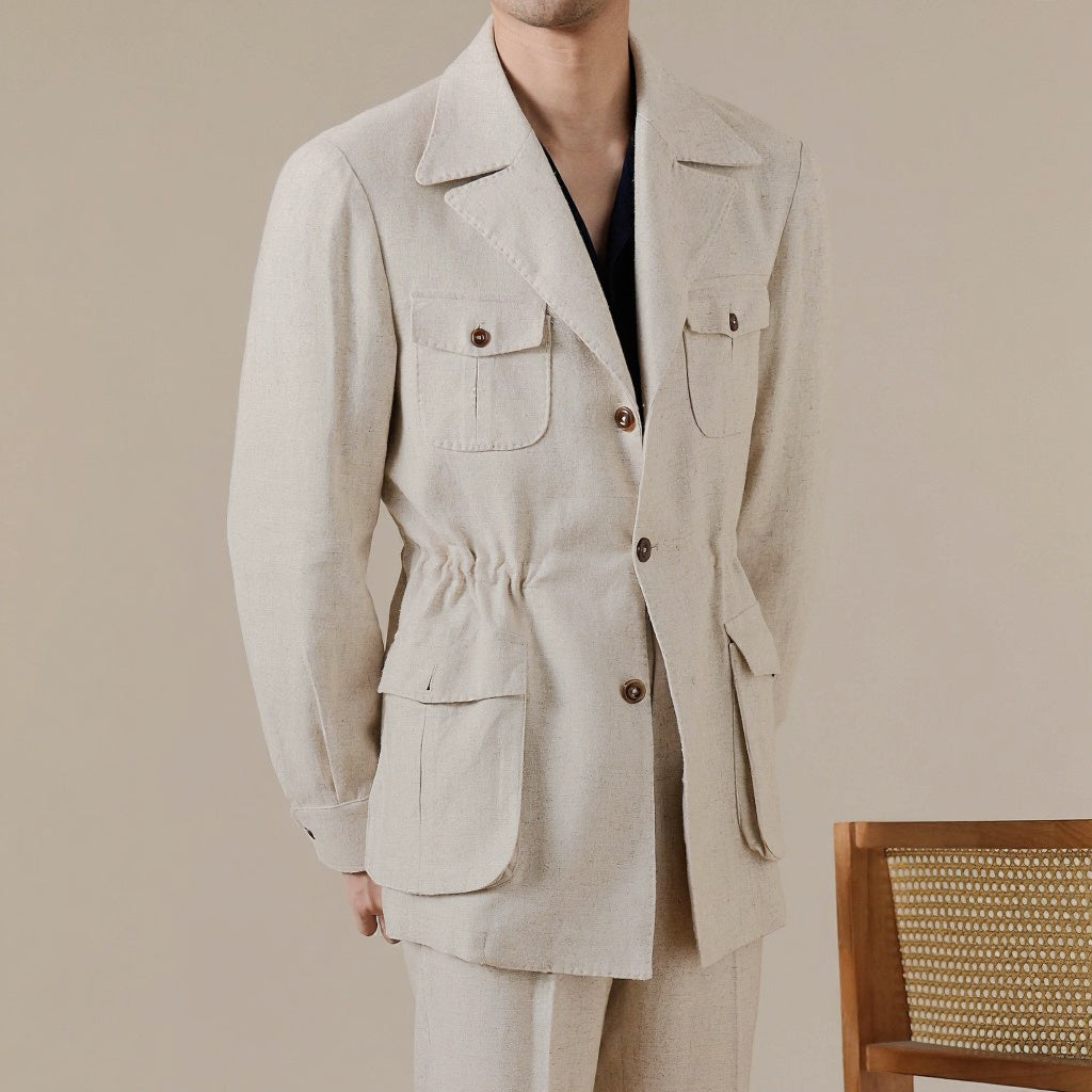 Men's Breathable Linen Italian Safari Jacket